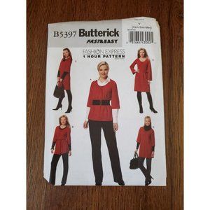 Butterick Pattern 5397 Misses' Loose-Fitting Pullover Top, Dress & Belt XS~M Unc